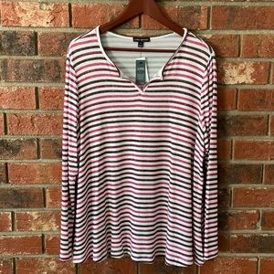 Lane Bryant Pink and White Striped Top